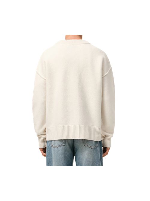 Cardigan Ami de Cœur in lana naturale Ami Paris | UKC367.018154 OFF-WHITE/RED
